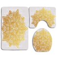 thumbnail image 1 of PUDMAD Mystical Symbol Details Boho Lotus Inspiration 3 Piece Bathroom Rugs Set Bath Rug Contour Mat and Toilet Lid Cover, 1 of 2