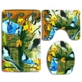 thumbnail image 1 of PUDMAD Nature Blossom Plant 3 Piece Bathroom Rugs Set Bath Rug Contour Mat and Toilet Lid Cover, 1 of 2