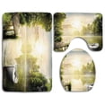 thumbnail image 1 of PUDMAD Nature Boat By Foggy Lake Deck Dreamy Forest in Morning Country Style 3 Piece Bathroom Rugs Set Bath Rug Contour Mat and Toilet Lid Cover, 1 of 2
