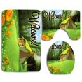 thumbnail image 1 of PUDMAD Nature Green House 3 Piece Bathroom Rugs Set Bath Rug Contour Mat and Toilet Lid Cover, 1 of 2