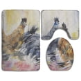 thumbnail image 1 of PUDMAD Naughty Chickens Painting 3 Piece Bathroom Rugs Set Bath Rug Contour Mat and Toilet Lid Cover, 1 of 2