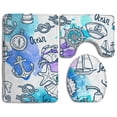 thumbnail image 1 of PUDMAD Nautical 3 Piece Bathroom Rugs Set Bath Rug Contour Mat and Toilet Lid Cover, 1 of 2