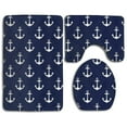 thumbnail image 1 of PUDMAD Nautical Anchor 3 Piece Bathroom Rugs Set Bath Rug Contour Mat and Toilet Lid Cover, 1 of 2