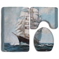 thumbnail image 1 of PUDMAD Nautical Boat Navigation 3 Piece Bathroom Rugs Set Bath Rug Contour Mat and Toilet Lid Cover, 1 of 2