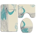 thumbnail image 1 of PUDMAD Nautical Sailing Boat Reflection Cloudy Sky Sandy Seaside Shoreline Hobby Water Sports 3 Piece Bathroom Rugs Set Bath Rug Contour Mat and Toilet Lid Cover, 1 of 2