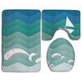 thumbnail image 1 of PUDMAD Nautical Theme Paper Boat Sea Happy Dolphins 3 Piece Bathroom Rugs Set Bath Rug Contour Mat and Toilet Lid Cover, 1 of 2