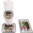 thumbnail image 1 of PUDMAD Necklace Feathers 3 Piece Bathroom Rugs Set Bath Rug Contour Mat and Toilet Lid Cover, 1 of 2