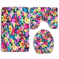 thumbnail image 1 of PUDMAD Neon Floral Girly Flowers 3 Piece Bathroom Rugs Set Bath Rug Contour Mat and Toilet Lid Cover, 1 of 2
