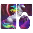 thumbnail image 1 of PUDMAD Neon Rainbow Unicorn 3 Piece Bathroom Rugs Set Bath Rug Contour Mat and Toilet Lid Cover, 1 of 2