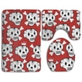 thumbnail image 1 of PUDMAD New Funny Skulls 3 Piece Bathroom Rugs Set Bath Rug Contour Mat and Toilet Lid Cover, 1 of 2
