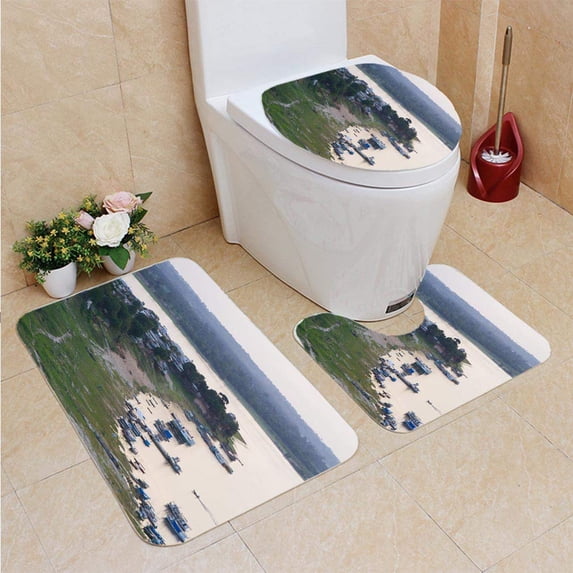 PUDMAD Nhamund Amazonas Brazil 3 Piece Bathroom Rugs Set Bath Rug Contour Mat and Toilet Lid Cover