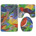 thumbnail image 1 of PUDMAD Nice Bird 3 Piece Bathroom Rugs Set Bath Rug Contour Mat and Toilet Lid Cover, 1 of 2