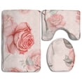 thumbnail image 1 of PUDMAD Nice Pink Rose 3 Piece Bathroom Rugs Set Bath Rug Contour Mat and Toilet Lid Cover, 1 of 2
