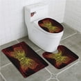 thumbnail image 1 of PUDMAD Night Butterfly 3 Piece Bathroom Rugs Set Bath Rug Contour Mat and Toilet Lid Cover, 1 of 2