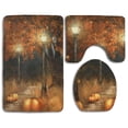 thumbnail image 1 of PUDMAD Night Scenery Sycamore Tree and Pumpkin Lights 3 Piece Bathroom Rugs Set Bath Rug Contour Mat and Toilet Lid Cover, 1 of 2