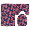 thumbnail image 1 of PUDMAD Norway Flag Mode 3 Piece Bathroom Rugs Set Bath Rug Contour Mat and Toilet Lid Cover, 1 of 2