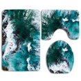 thumbnail image 1 of PUDMAD Ocean Blue Waves Water 3 Piece Bathroom Rugs Set Bath Rug Contour Mat and Toilet Lid Cover, 1 of 2