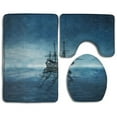 thumbnail image 1 of PUDMAD Ocean Ghost Pirate Ship Dark Sea Starry Night Sky Water Reflection 3 Piece Bathroom Rugs Set Bath Rug Contour Mat and Toilet Lid Cover, 1 of 2