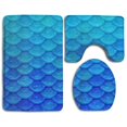thumbnail image 1 of PUDMAD Ocean Sea Blue Mermaid Fish Scale 3 Piece Bathroom Rugs Set Bath Rug Contour Mat and Toilet Lid Cover, 1 of 2