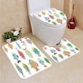 thumbnail image 1 of PUDMAD Ocean Sea Cartoon Fishes 3 Piece Bathroom Rugs Set Bath Rug Contour Mat and Toilet Lid Cover, 1 of 2