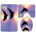 thumbnail image 1 of PUDMAD Ocean Sea Sunrise Dolphins 3 Piece Bathroom Rugs Set Bath Rug Contour Mat and Toilet Lid Cover, 1 of 2