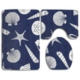 thumbnail image 1 of PUDMAD Ocean Seashells 3 Piece Bathroom Rugs Set Bath Rug Contour Mat and Toilet Lid Cover, 1 of 2