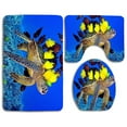 thumbnail image 1 of PUDMAD Ocean Underwater Turtle Fishes 3 Piece Bathroom Rugs Set Bath Rug Contour Mat and Toilet Lid Cover, 1 of 2