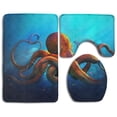 thumbnail image 1 of PUDMAD Octopus Sealife 3 Piece Bathroom Rugs Set Bath Rug Contour Mat and Toilet Lid Cover, 1 of 2