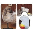 thumbnail image 1 of PUDMAD Office Rabbit 3 Piece Bathroom Rugs Set Bath Rug Contour Mat and Toilet Lid Cover, 1 of 2