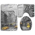 thumbnail image 1 of PUDMAD Oil Painting On Canvas Street View New York Man and Woman Yellow Taxi Modern 3 Piece Bathroom Rugs Set Bath Rug Contour Mat and Toilet Lid Cover, 1 of 2
