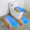 thumbnail image 1 of PUDMAD Oil Painting Summer Spring Flowers Cornflower Daisy Flower 3 Piece Bathroom Rugs Set Bath Rug Contour Mat and Toilet Lid Cover, 1 of 2