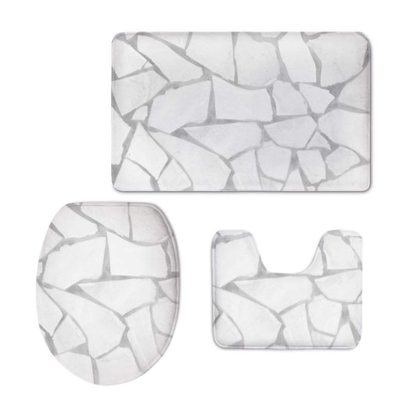 PUDMAD Old Barn Stripes Wood 3 Piece Bathroom Rugs Set Bath Rug Contour Mat and Toilet Lid Cover