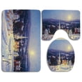 thumbnail image 1 of PUDMAD Old Fashioned Christmas Winter Moonlight 3 Piece Bathroom Rugs Set Bath Rug Contour Mat and Toilet Lid Cover, 1 of 2