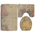 thumbnail image 1 of PUDMAD Old Trade Map 3 Piece Bathroom Rugs Set Bath Rug Contour Mat and Toilet Lid Cover, 1 of 2