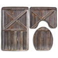 thumbnail image 1 of PUDMAD Old Wooden Barn Door Farmhouse Oak Countryside Village Board Rural Life 3 Piece Bathroom Rugs Set Bath Rug Contour Mat and Toilet Lid Cover, 1 of 2