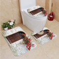thumbnail image 1 of PUDMAD Old Wooden Door Blooming Roses 3 Piece Bathroom Rugs Set Bath Rug Contour Mat and Toilet Lid Cover, 1 of 2