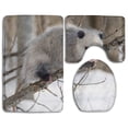 thumbnail image 1 of PUDMAD Opossum in Snow 3 Piece Bathroom Rugs Set Bath Rug Contour Mat and Toilet Lid Cover, 1 of 2