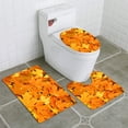 thumbnail image 1 of PUDMAD Orange Autumn Leaves 3 Piece Bathroom Rugs Set Bath Rug Contour Mat and Toilet Lid Cover, 1 of 2