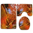 thumbnail image 1 of PUDMAD Orange Leaves 3 Piece Bathroom Rugs Set Bath Rug Contour Mat and Toilet Lid Cover, 1 of 2