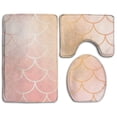 thumbnail image 1 of PUDMAD Orange Pink Shiny Fish Scales 3 Piece Bathroom Rugs Set Bath Rug Contour Mat and Toilet Lid Cover, 1 of 2