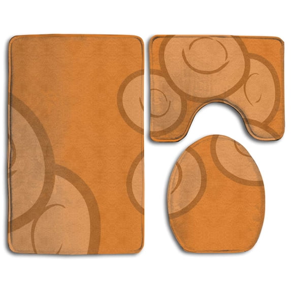 PUDMAD Orange Platelets Haematology 3 Piece Bathroom Rugs Set Bath Rug Contour Mat and Toilet Lid Cover