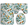 thumbnail image 1 of PUDMAD Orange Summer 3 Piece Bathroom Rugs Set Bath Rug Contour Mat and Toilet Lid Cover, 1 of 2