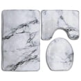 thumbnail image 1 of PUDMAD Organic Granite Marble Tile 3 Piece Bathroom Rugs Set Bath Rug Contour Mat and Toilet Lid Cover, 1 of 2