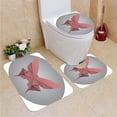 thumbnail image 1 of PUDMAD Origami Paper Butterfly 3 Piece Bathroom Rugs Set Bath Rug Contour Mat and Toilet Lid Cover, 1 of 2