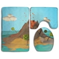 thumbnail image 1 of PUDMAD Origami Volcanic 3 Piece Bathroom Rugs Set Bath Rug Contour Mat and Toilet Lid Cover, 1 of 2
