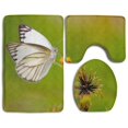 thumbnail image 1 of PUDMAD Original Butterfly 3 Piece Bathroom Rugs Set Bath Rug Contour Mat and Toilet Lid Cover, 1 of 2
