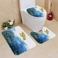 thumbnail image 1 of PUDMAD Original Painting Turtle Sea Fans 3 Piece Bathroom Rugs Set Bath Rug Contour Mat and Toilet Lid Cover, 1 of 2