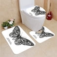 thumbnail image 1 of PUDMAD Ornithoptera Croesus Walalces Golden birdwing Drawing Engraving Ink line 3 Piece Bathroom Rugs Set Bath Rug Contour Mat and Toilet Lid Cover, 1 of 2
