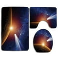 thumbnail image 1 of PUDMAD Outer Space Comet Tail Approaching Planet Mars Fantastic Star Cosmos Dark Solar System Scenery 3 Piece Bathroom Rugs Set Bath Rug Contour Mat and Toilet Lid Cover, 1 of 2