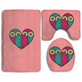 thumbnail image 1 of PUDMAD Owl Love 3 Piece Bathroom Rugs Set Bath Rug Contour Mat and Toilet Lid Cover, 1 of 2